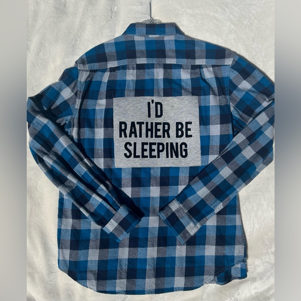I’d Rather Be Sleeping Refashioned Flannel Medium